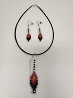 Beaded Earring and Necklace Set Large Feathers (SOLD)