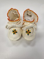 Baby Moccasin White Leather with Beaded Trim (SOLD)