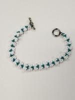 Daisy Chain Bracelet Blue and White