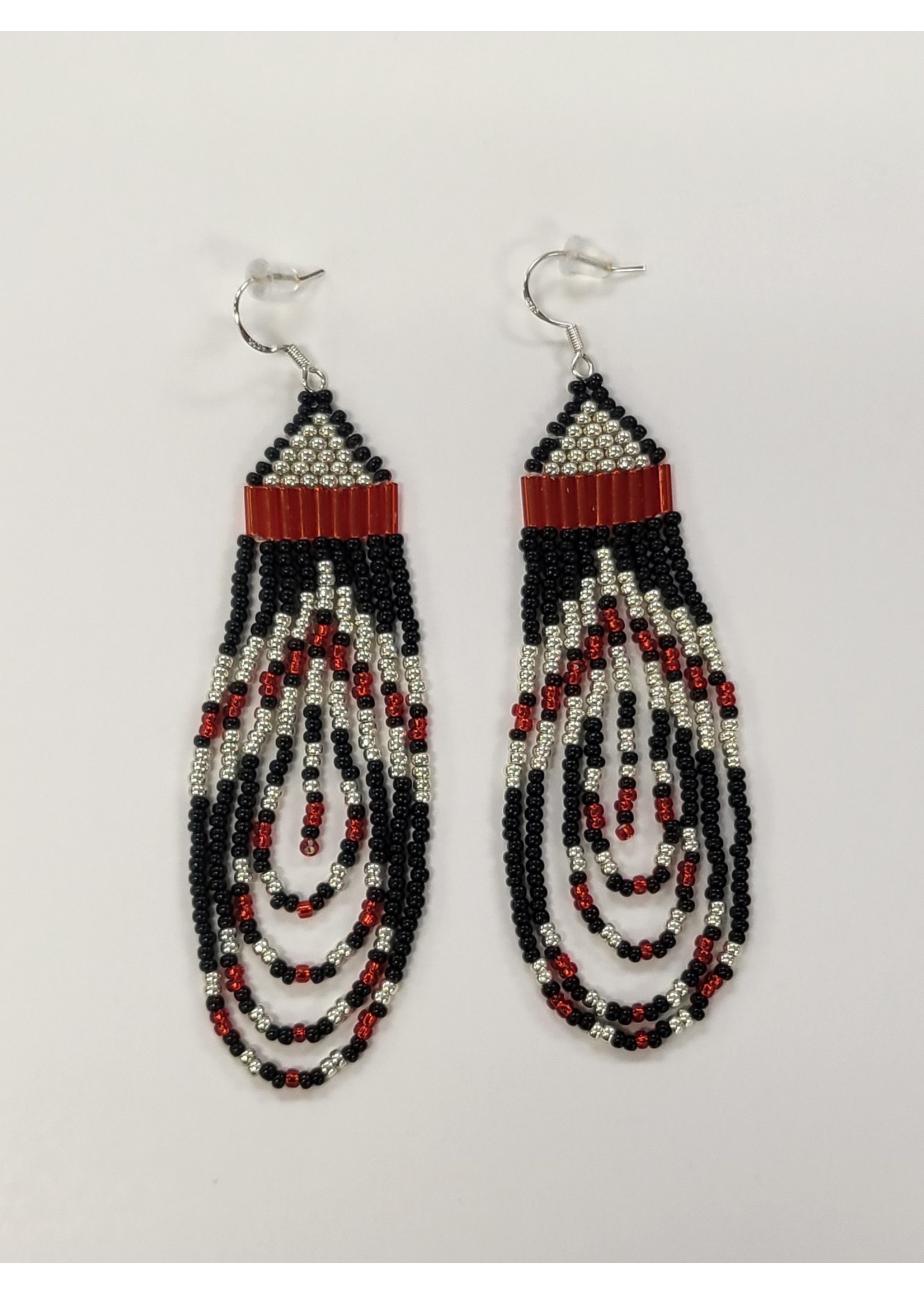 Beaded Earring Red Geometric