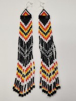 Beaded Earring Shoulder Duster Black