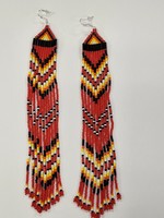 Beaded Earring Shoulder Duster Red