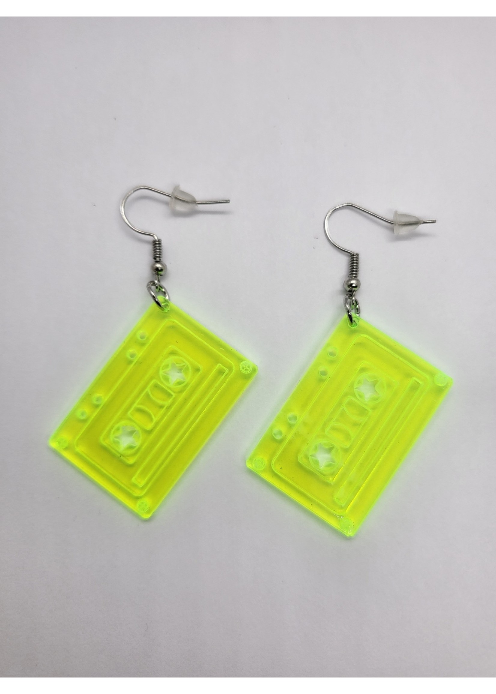 Yellow Cassette Tape Earrings