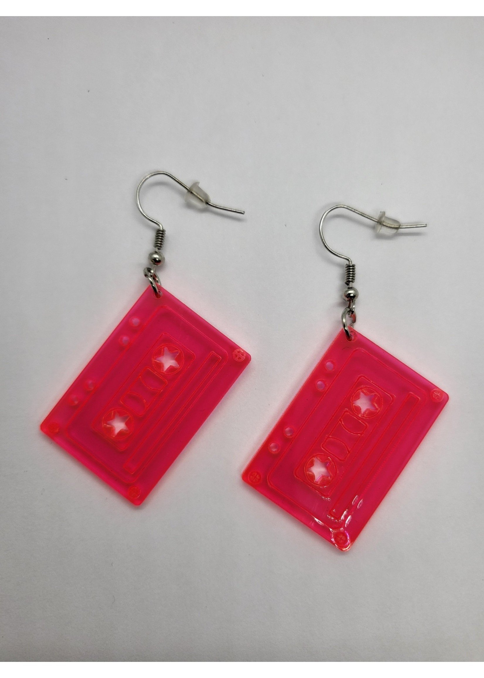 Pink Cassette Tape Earrings