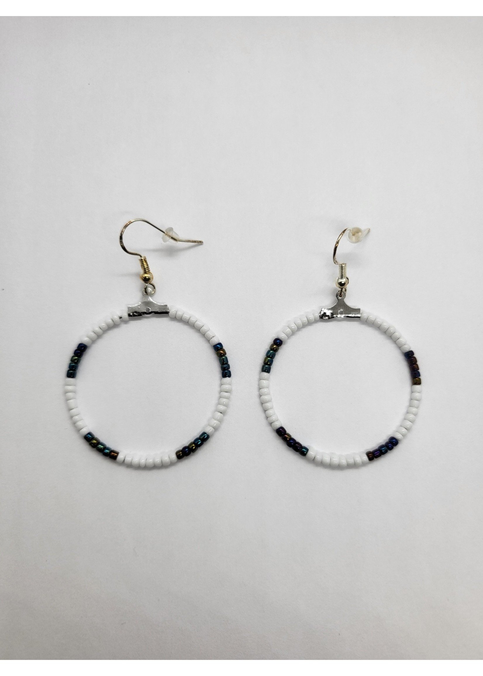 Beaded Hoop White & Gasoline