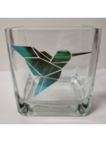 Hummingbird Holographic Square Vase