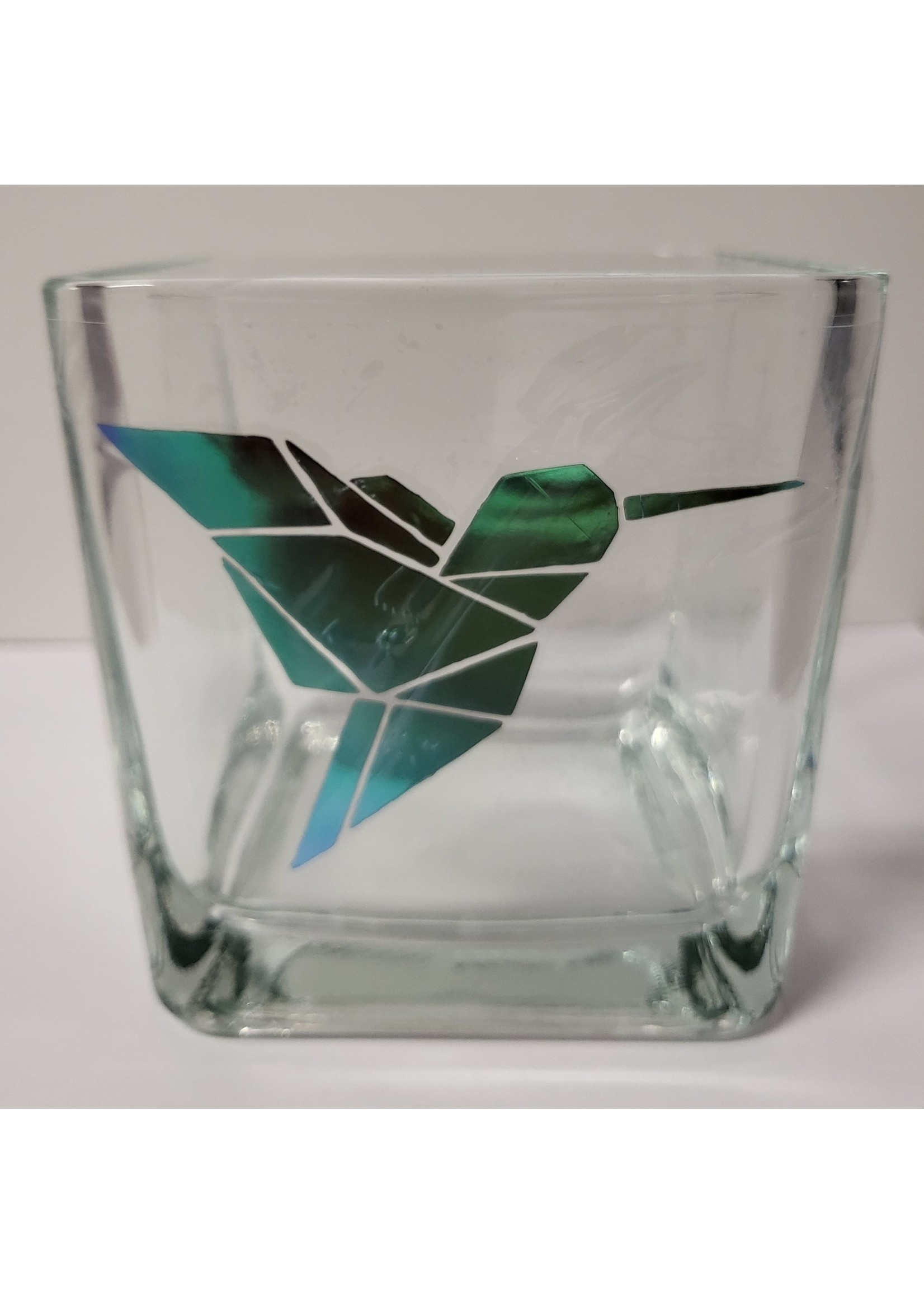 Hummingbird Holographic Square Vase