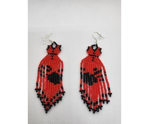 Beaded red shop dress earrings