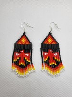 Beaded Earrings Thunderbird - Red and Black