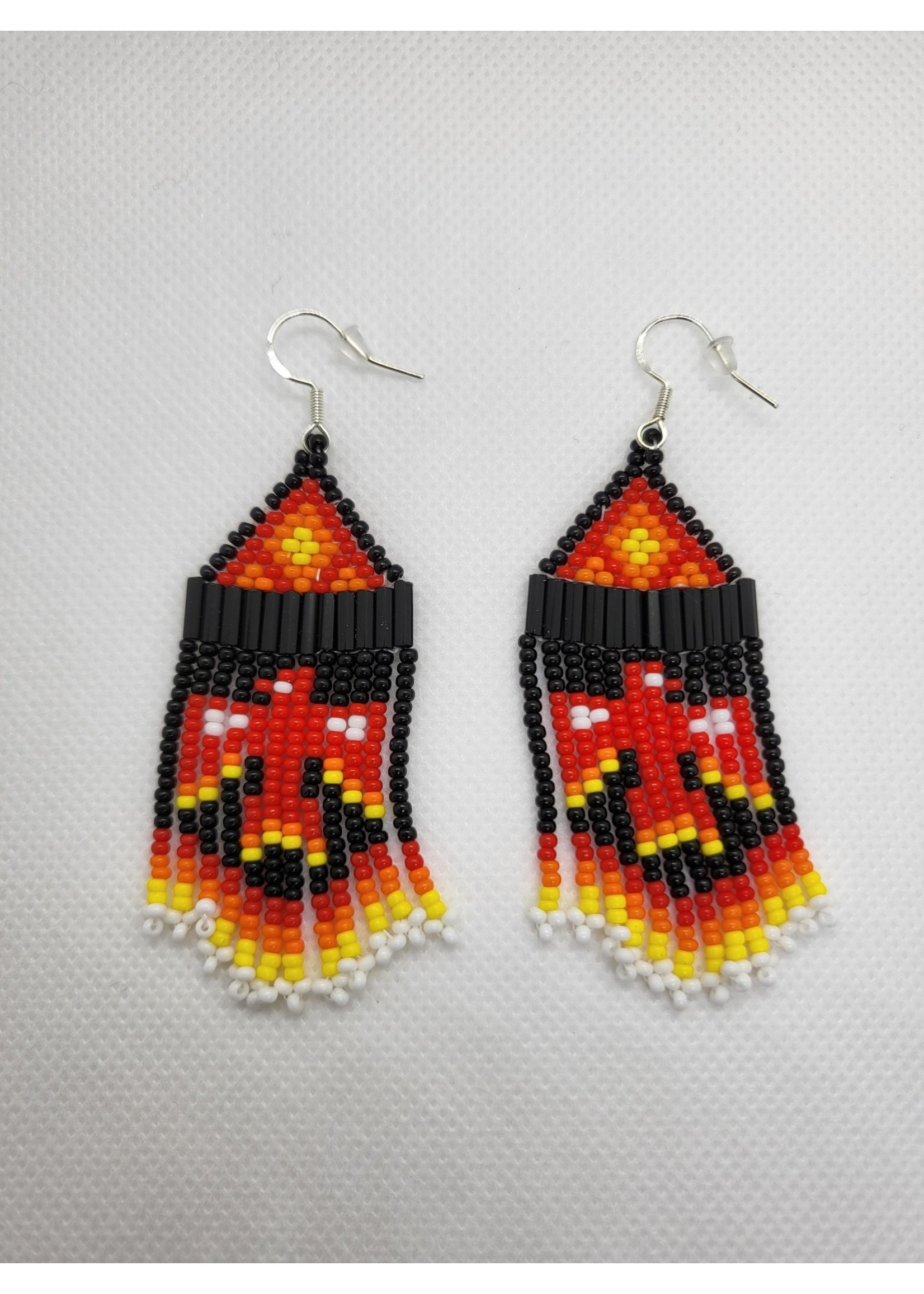 Beaded Earrings Thunderbird - Red and Black (SOLD)