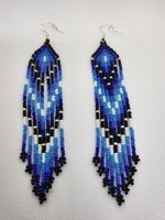 Beaded Earrings Large Geometric Blue