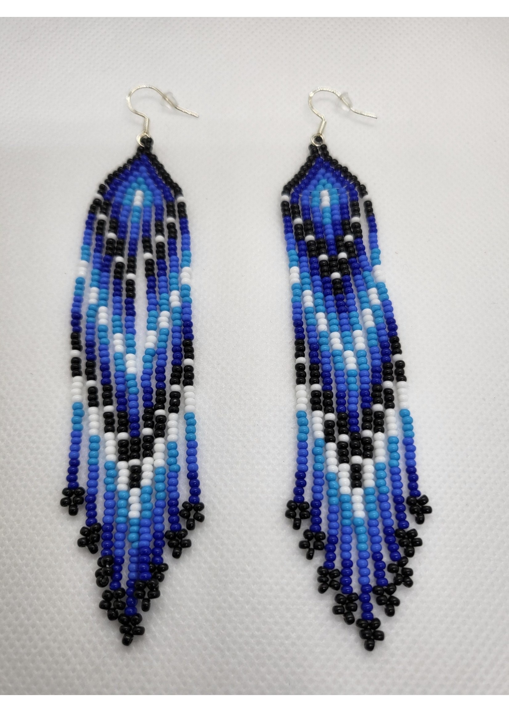 Beaded Earrings Large Geometric Blue