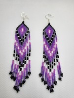 Beaded Earrings Large Geometric Purple (SOLD)