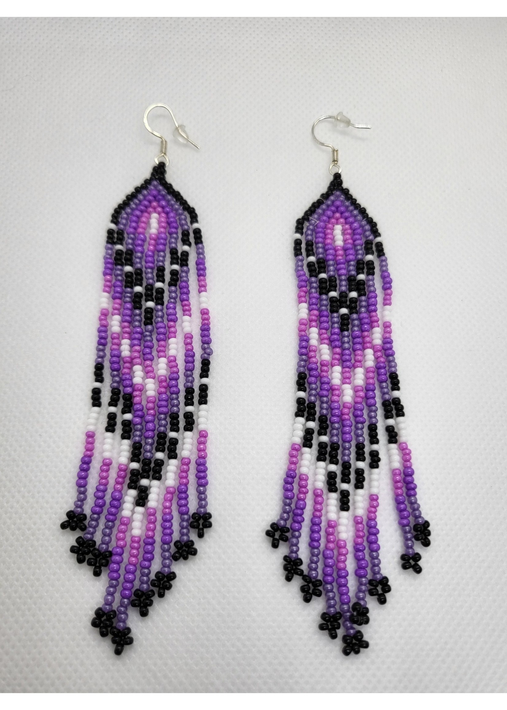 Beaded Earrings Large Geometric Purple (SOLD)