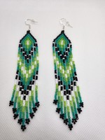 Beaded Earrings Large Geometric Green