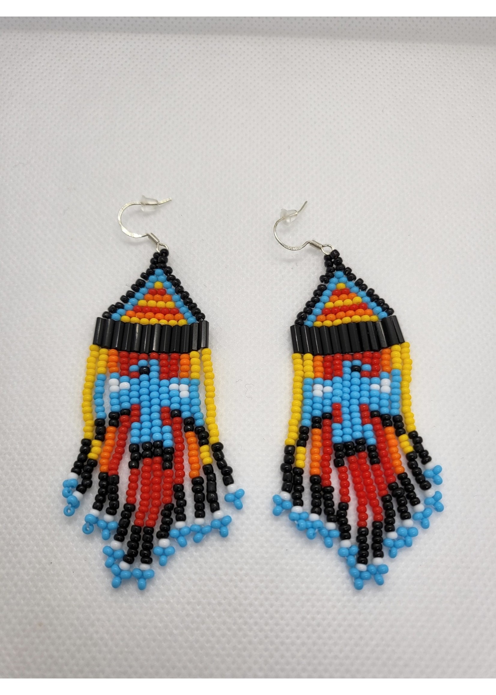 Beaded Earrings Thunderbird - Rainbow