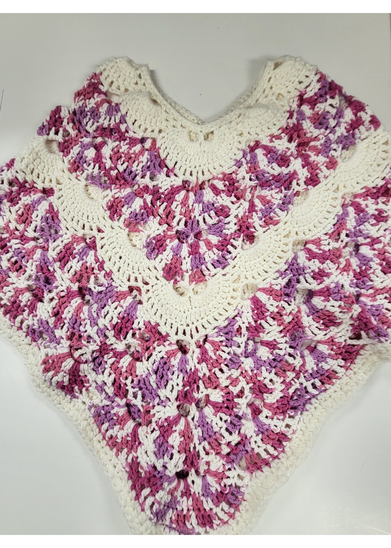 Adult Poncho Pink/Purple/Cream