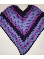 Adult Small Poncho Black/Blue/Pink