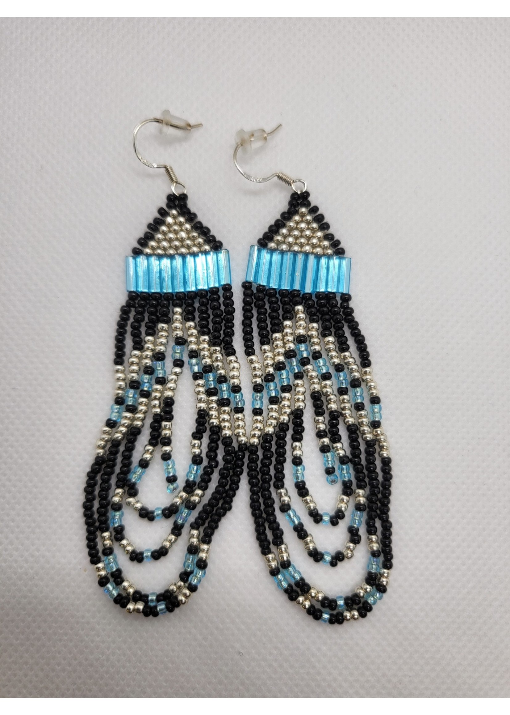 Beaded Earrings Geometric Light Blue