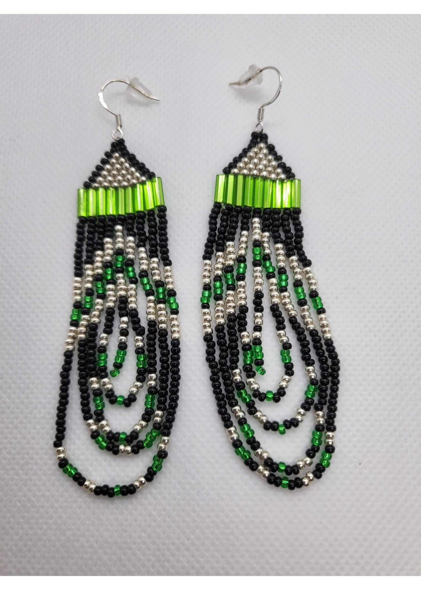 Beaded Earrings Geometric Green