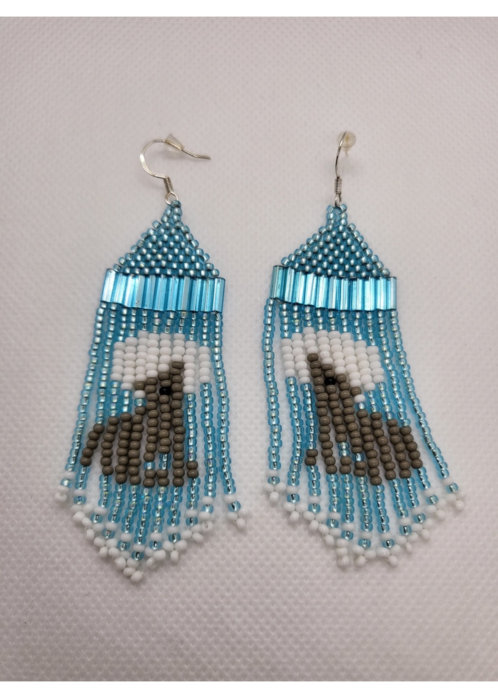 Wolf and Moon Silver Lined Blue Earrings