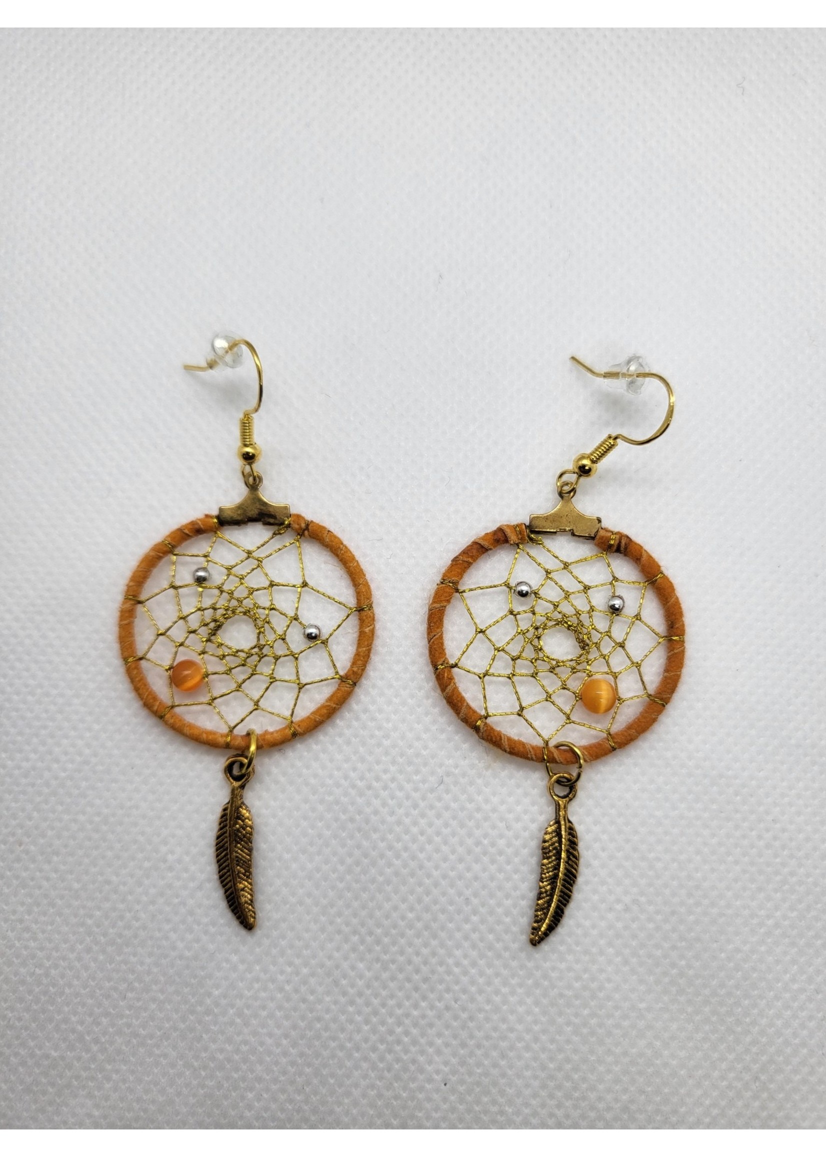 Dream Catcher Orange Earrings