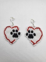 Heart with Paw Beaded Earrings