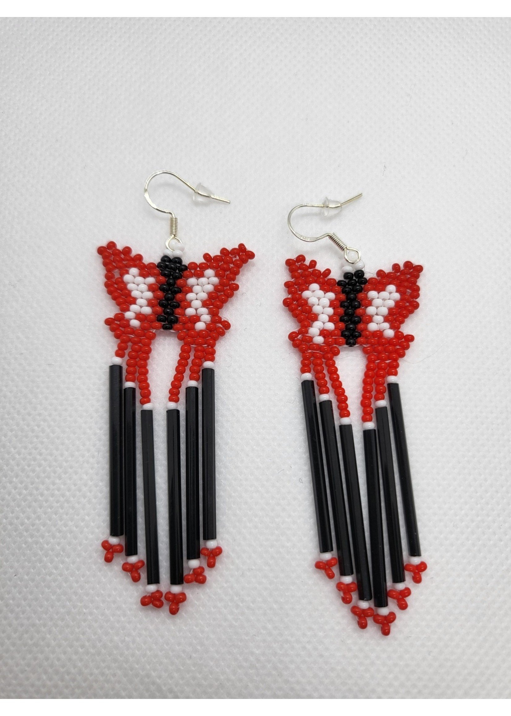 BUTTERFLY BEADED EARRINGS Red Sparkles Seed Beads Native American – Shop  Bouboulina