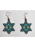 Beaded Stars Turquoise, Marble Grey & Gold Earrings