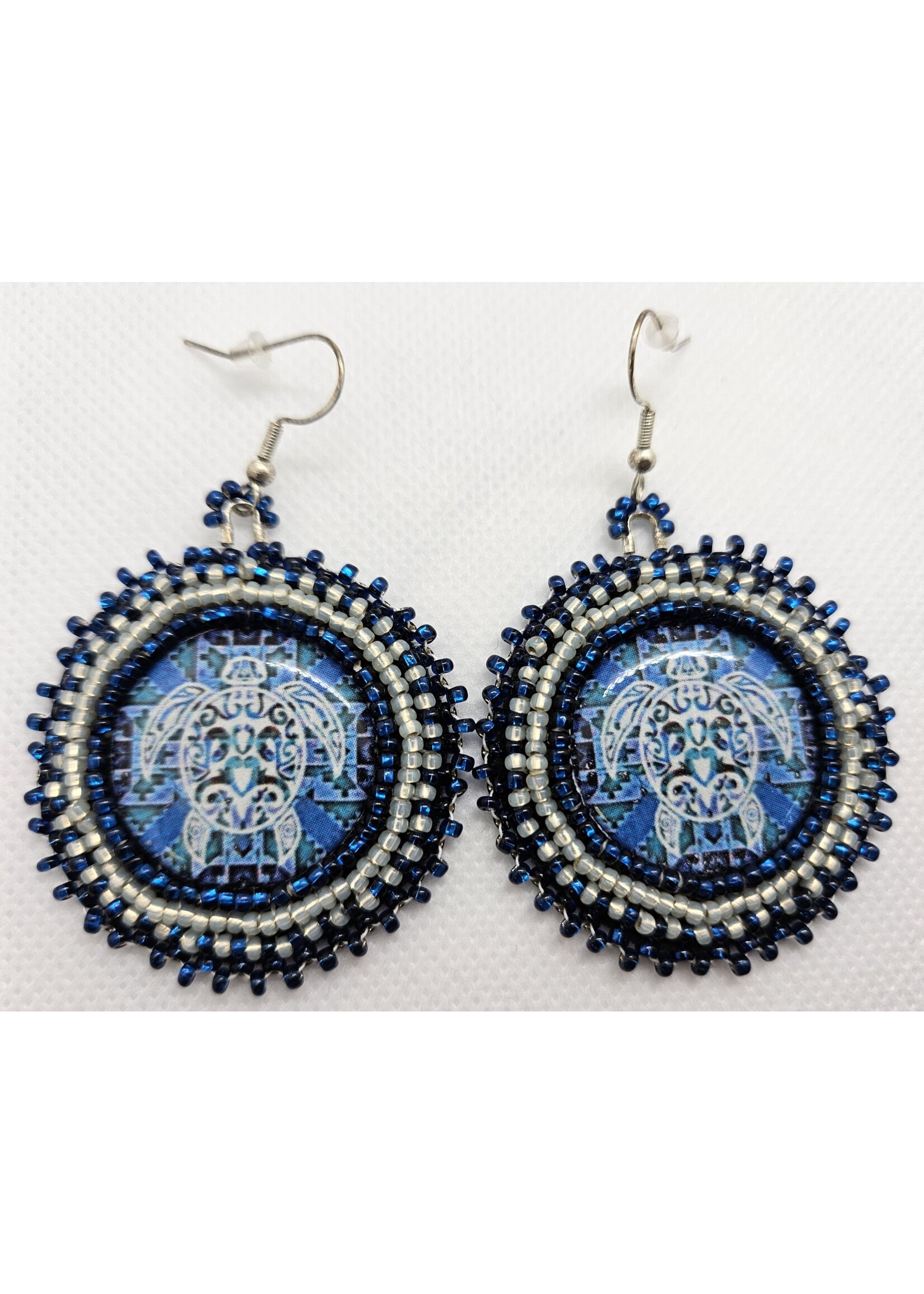 Beaded Earrings Turtles Blue