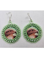 Eagle Cabochon Earrings Green