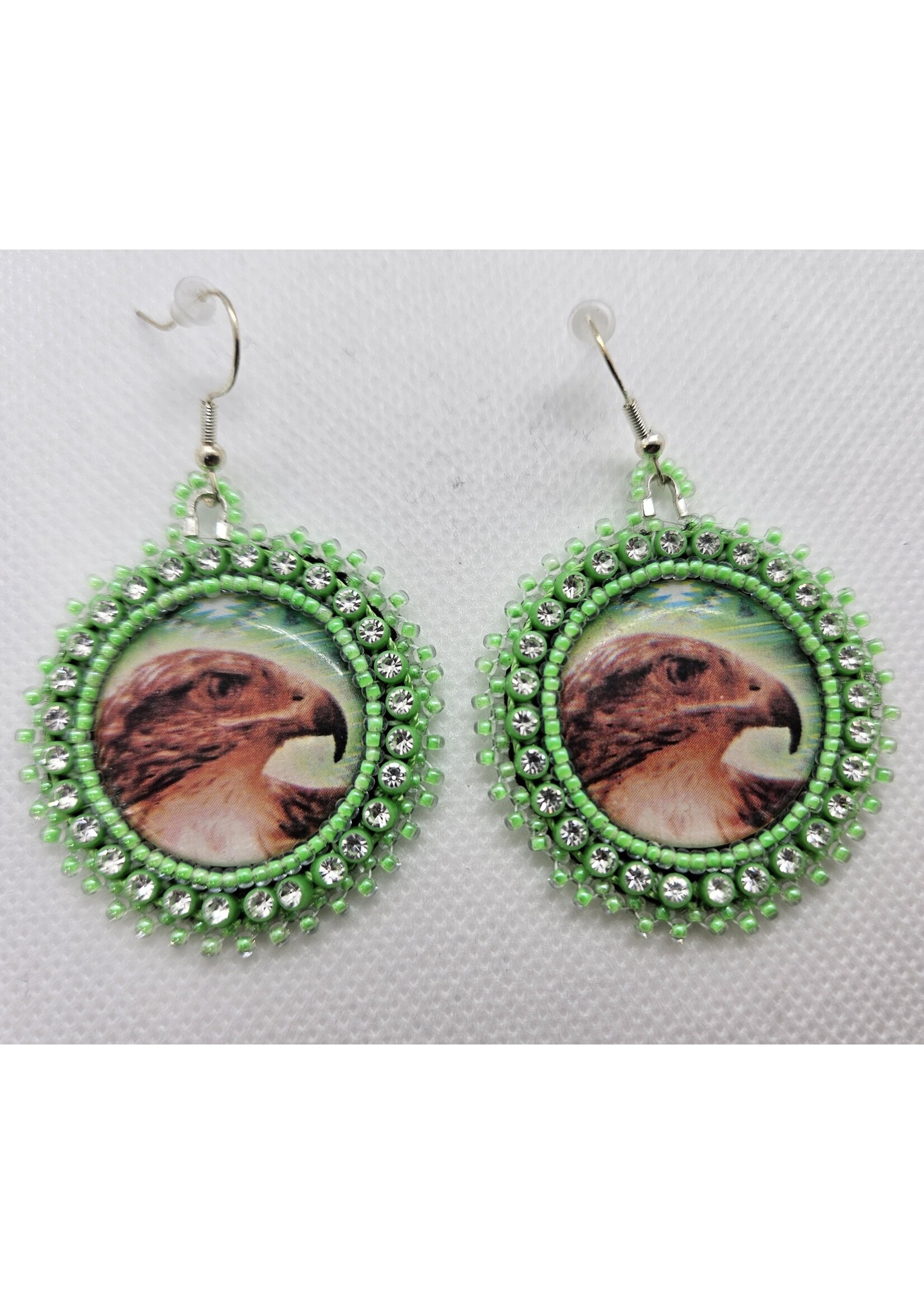 Eagle Cabochon Earrings Green