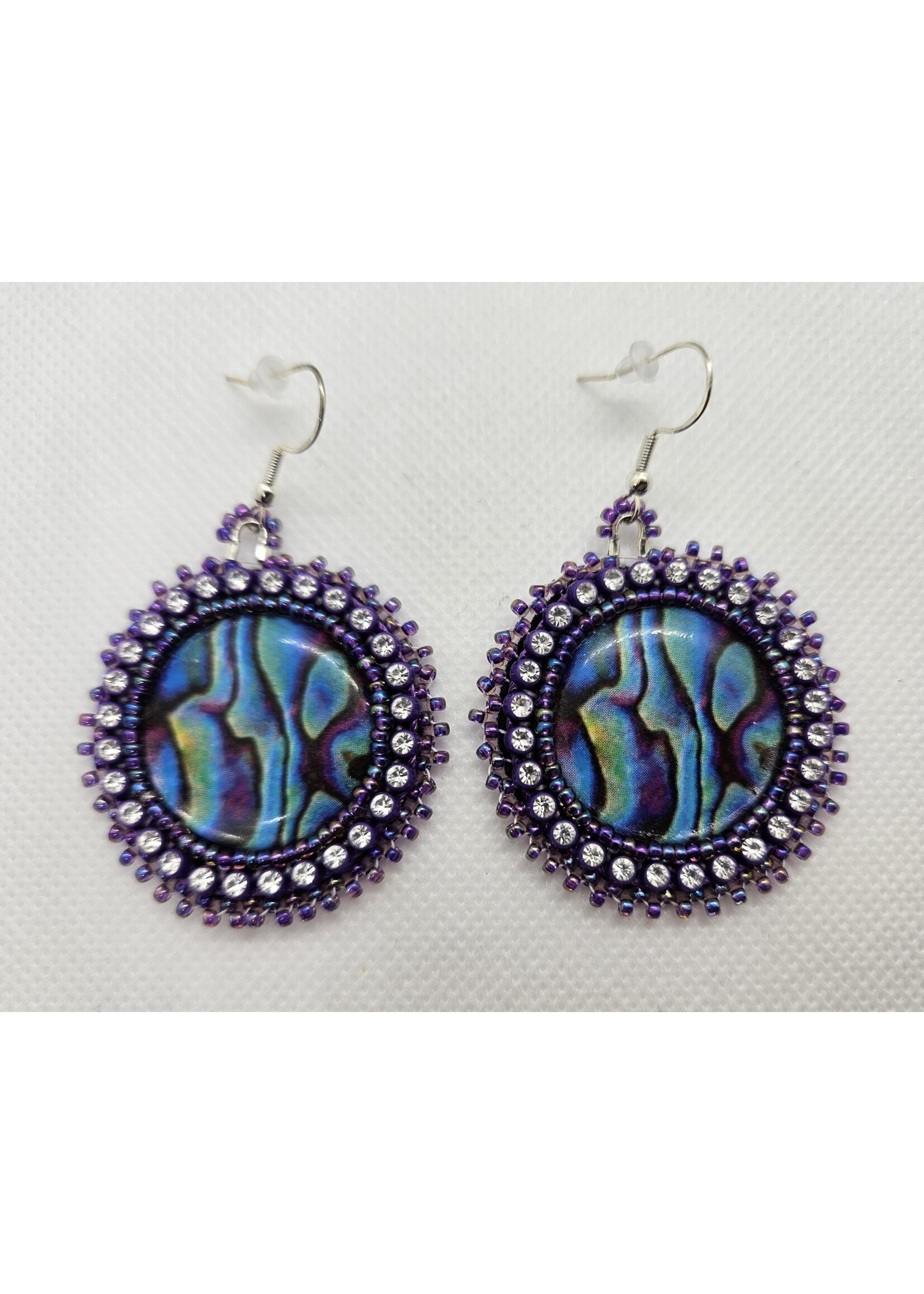 Purple/Green/Blue Cabochon Earrings