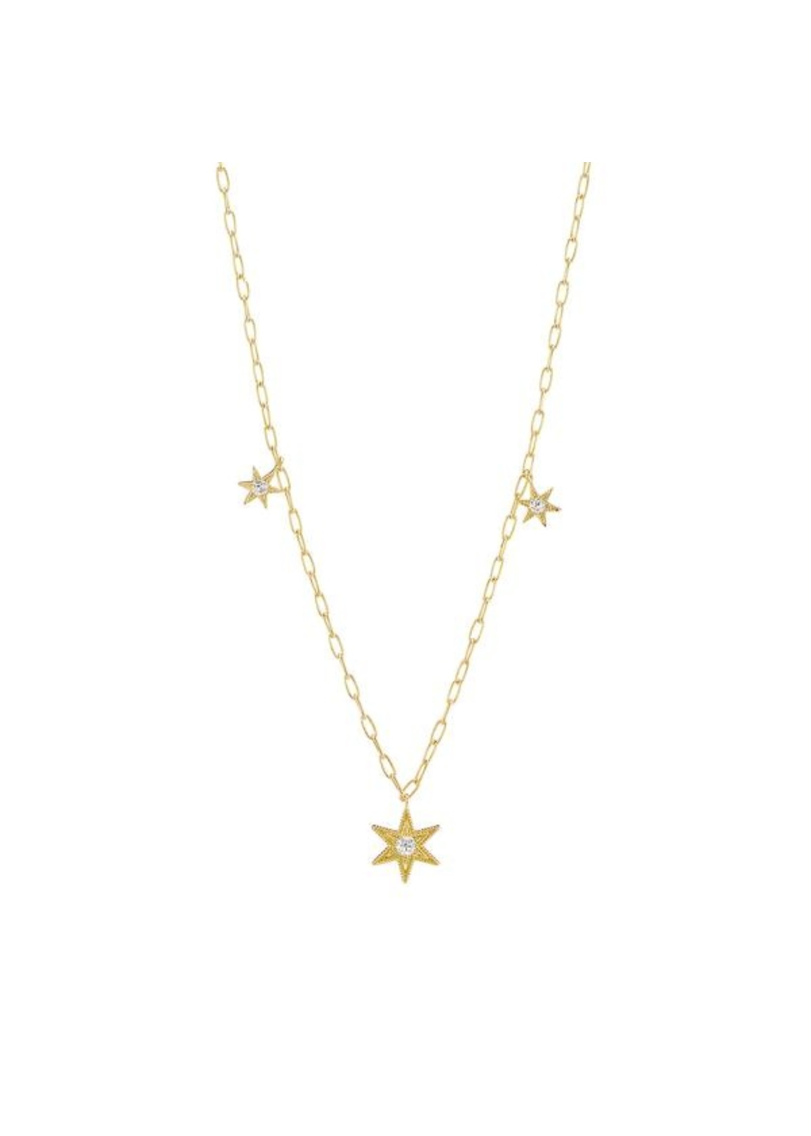 ANTHONY LENT Diamond Star Celestial Charm Necklace 18K Gold