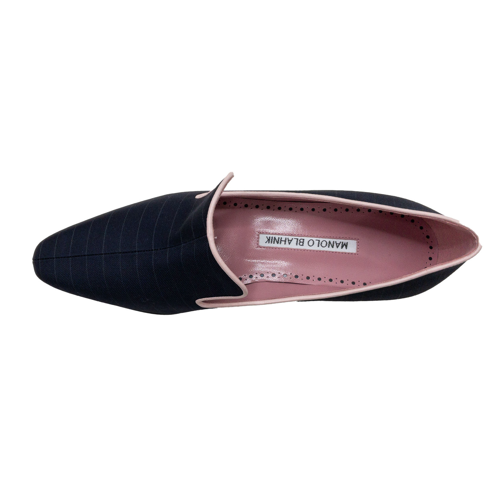 MANOLO BLAHNIK Rayolflat Navy with Stripes Loafer 010