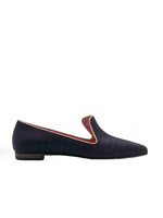 MANOLO BLAHNIK Rayolflat Navy with Stripes Loafer 010