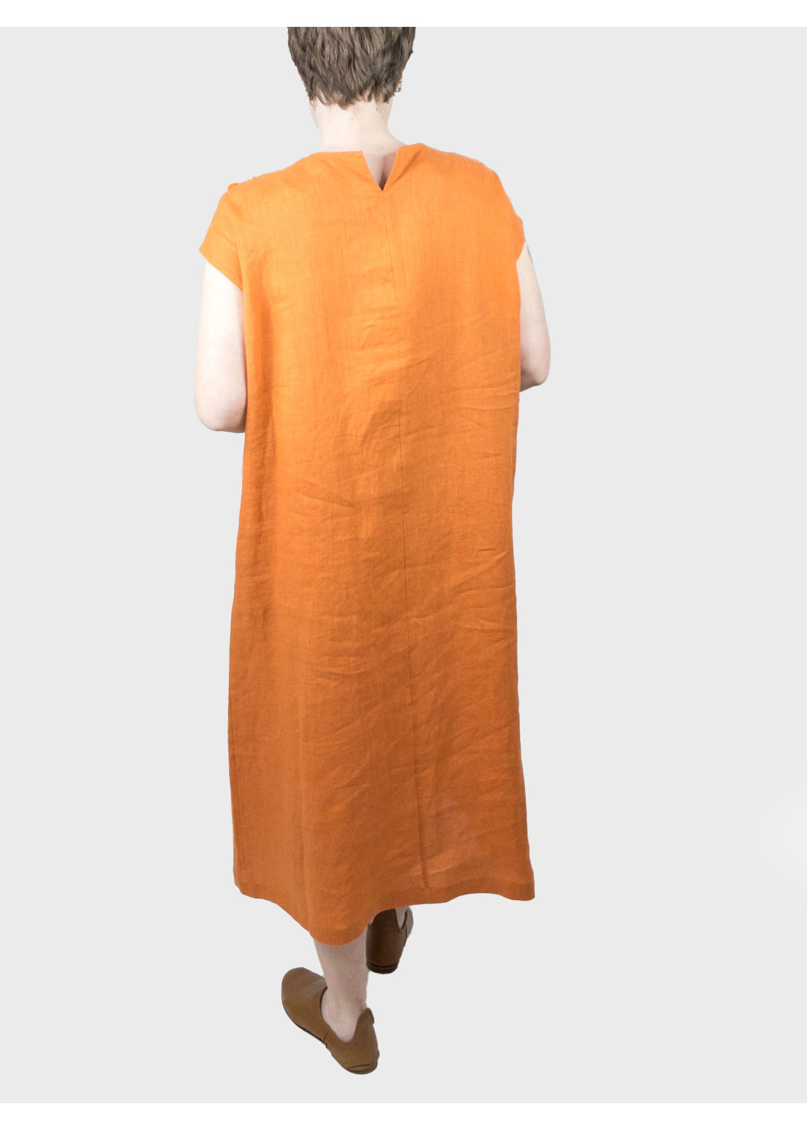 ANTIPAST Linen Dress with Knit Panel