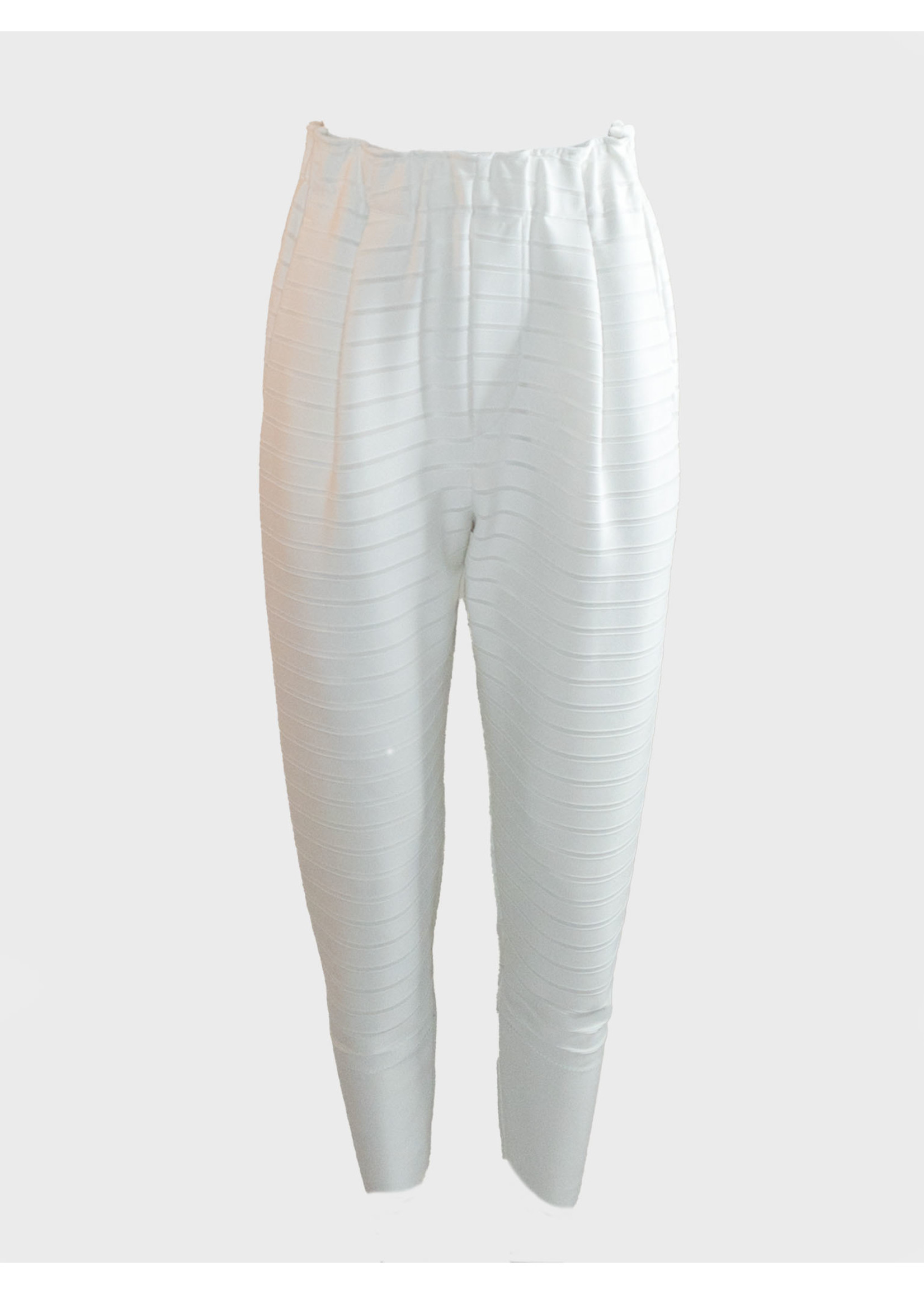 ISSEY MIYAKE Wide Stripe Knit Pants | White | Size 2