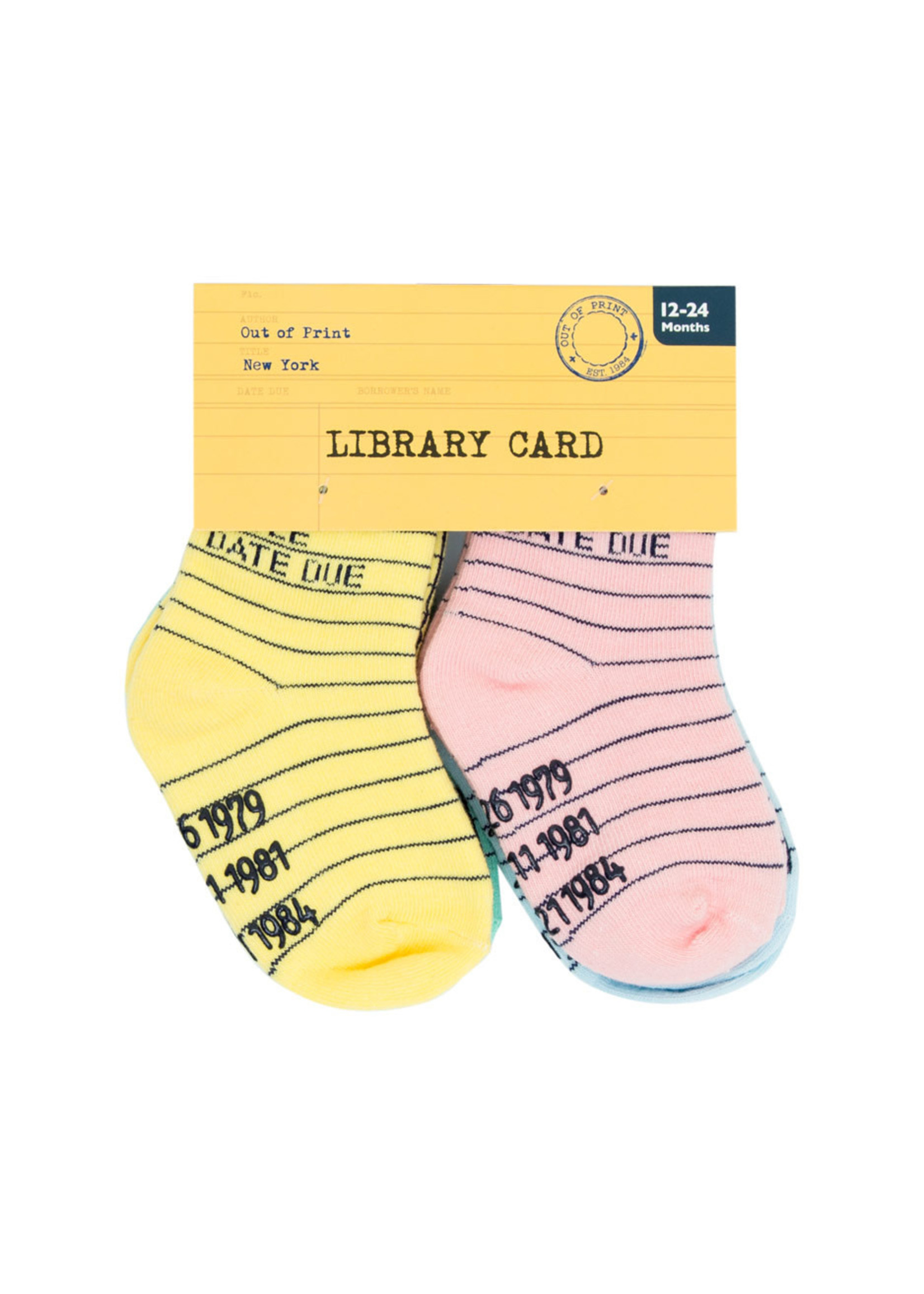 Out of Print Library Card Socks - Kids, Pack of 4