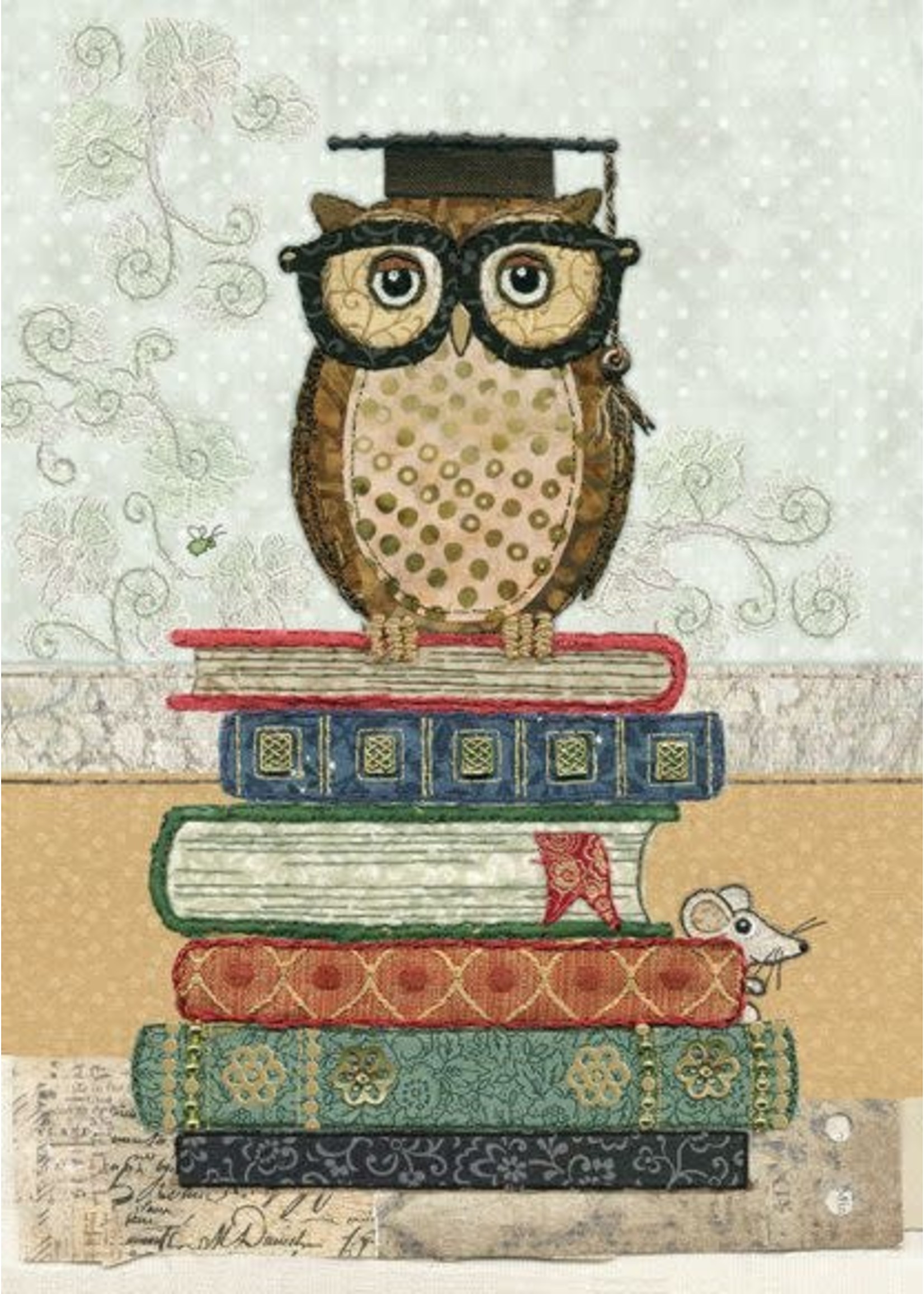 Bug Art Amy's Cards - Owl on Books