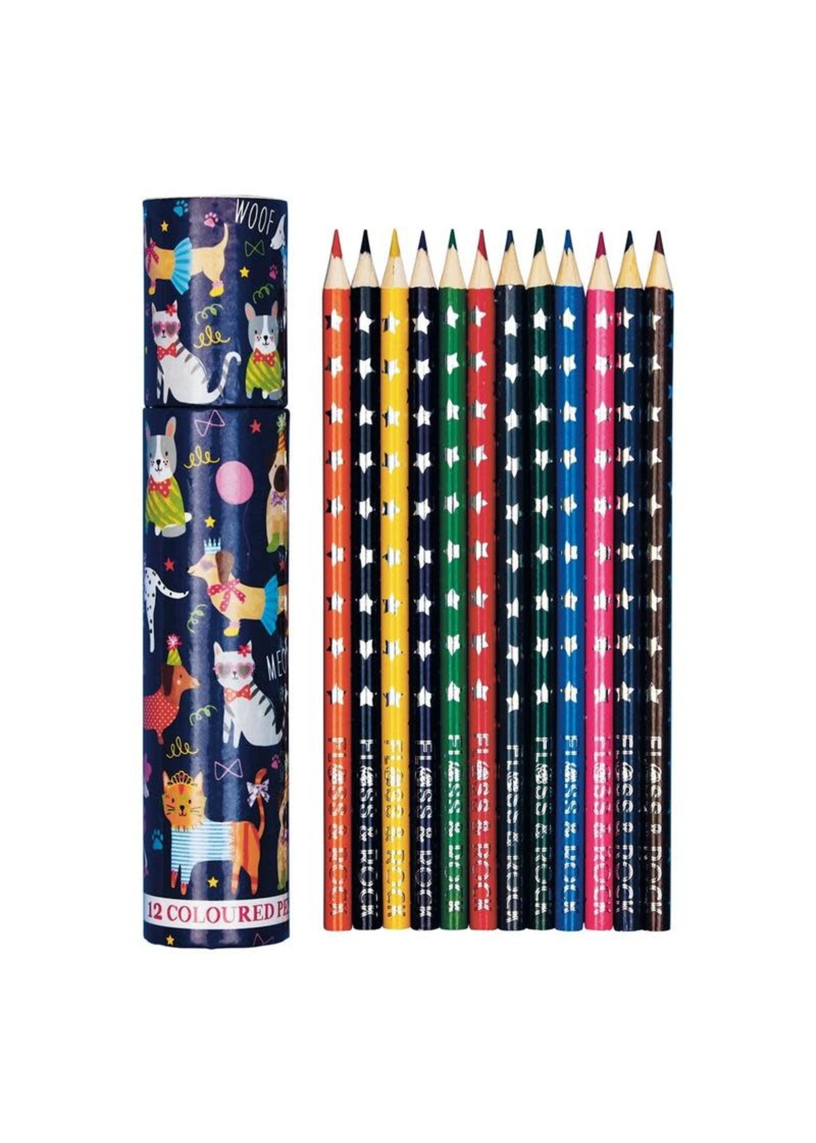 Floss & Rock Coloured Pencils Dogs and Cats - 12 Set Tube