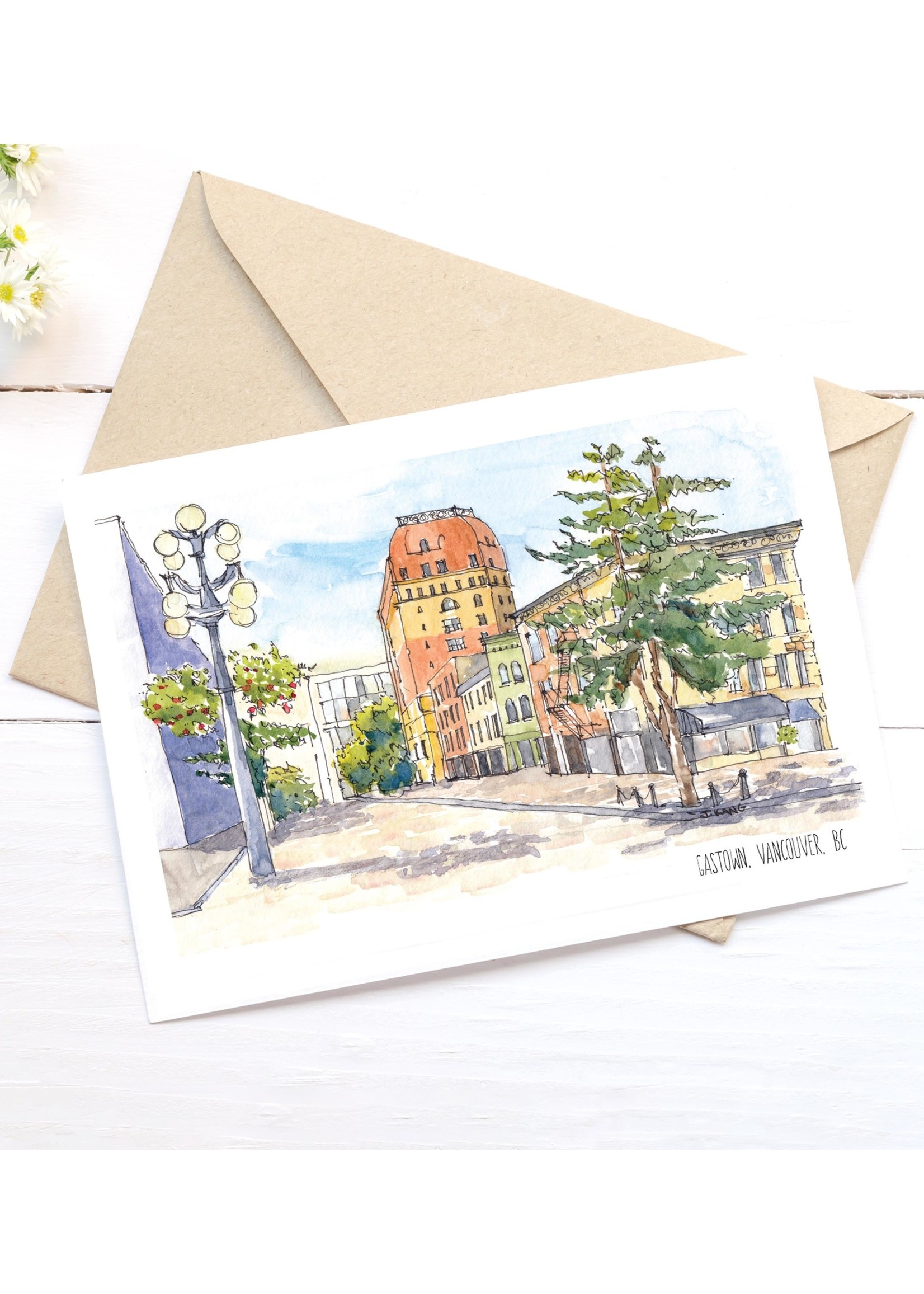 Jessica Kang Gastown Watercolour Greeting Card by Jessica Kang
