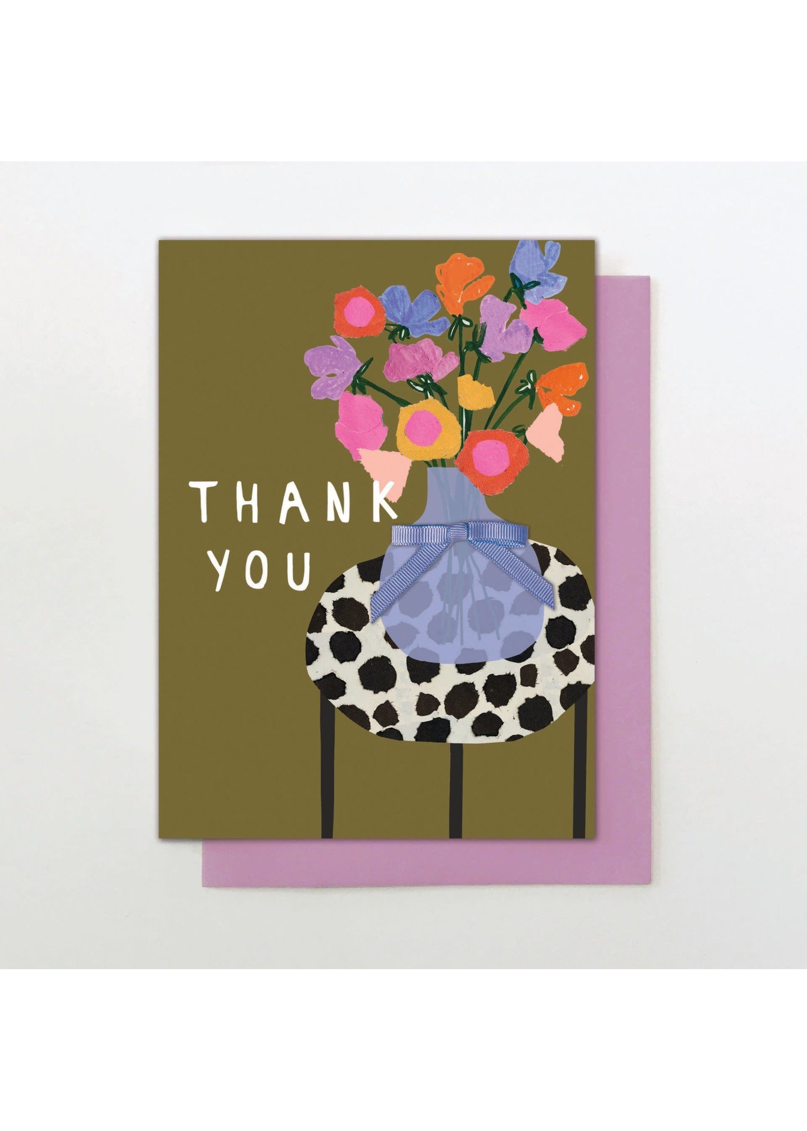Stop the Clock Design Sweetpea  Vase Thank You Greeting Card