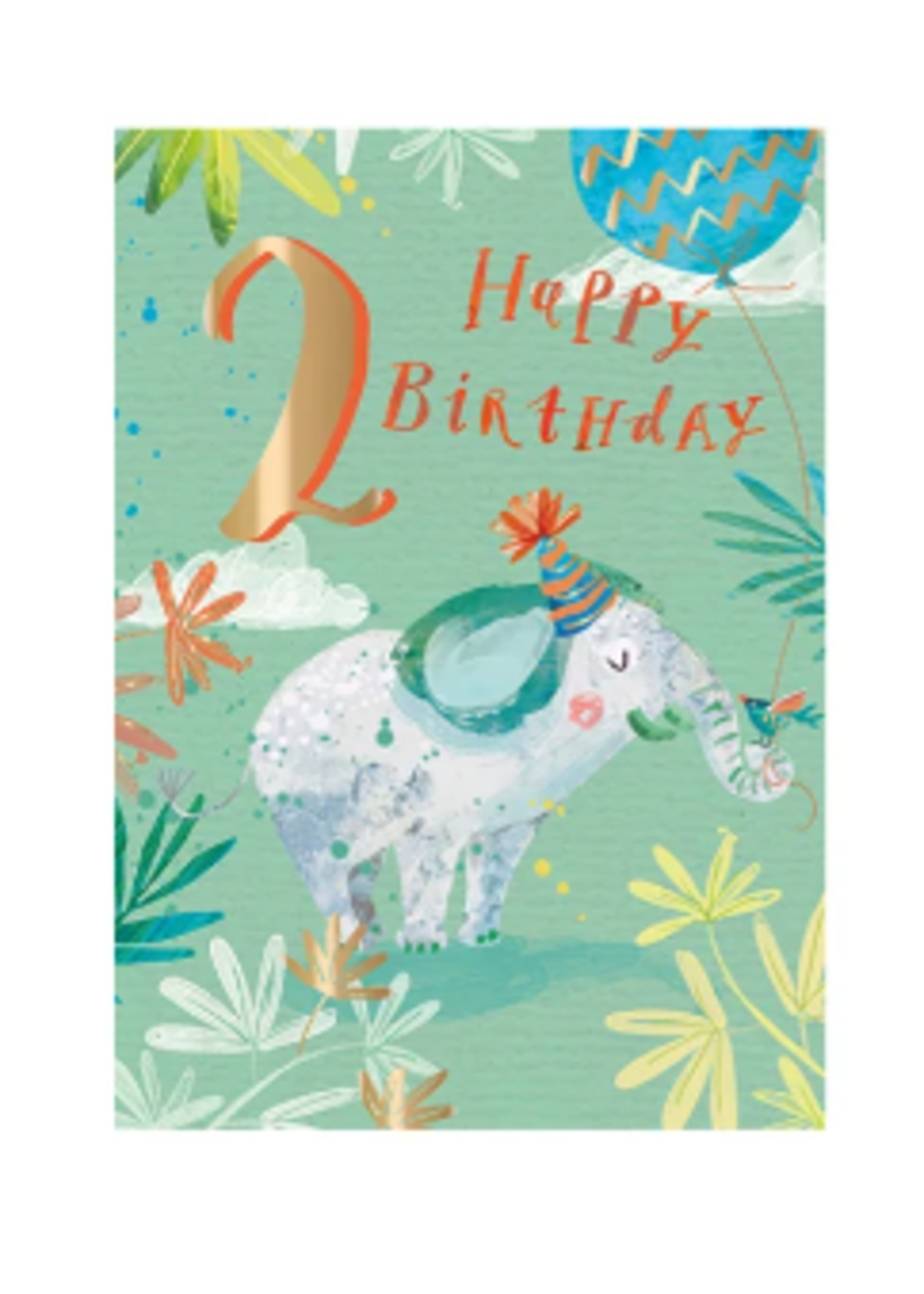 Ling Design Two Today Elephant Green - Ziggy Star Greeting Card