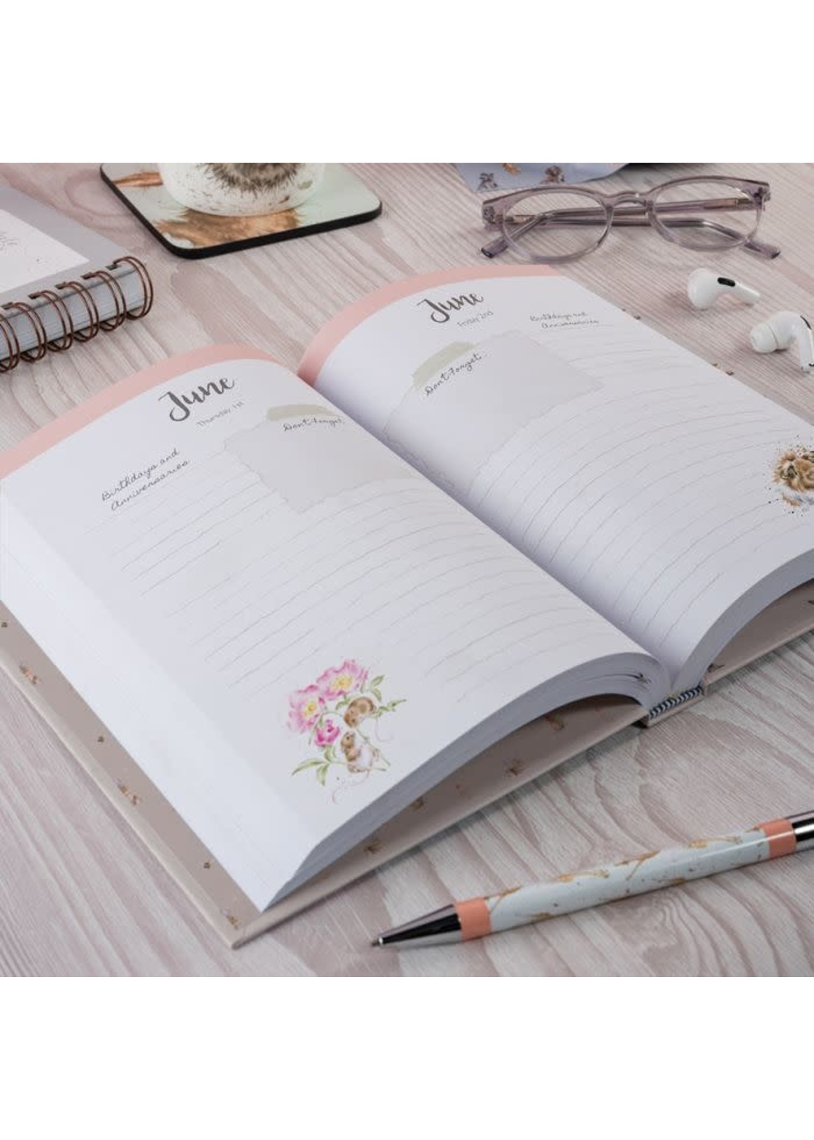 Wrendale Designs Desk Diary 2023 Blooming with Love Dog