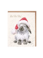 Wrendale Designs Ho Ho Ho Rabbit Santa Hat Christmas Card