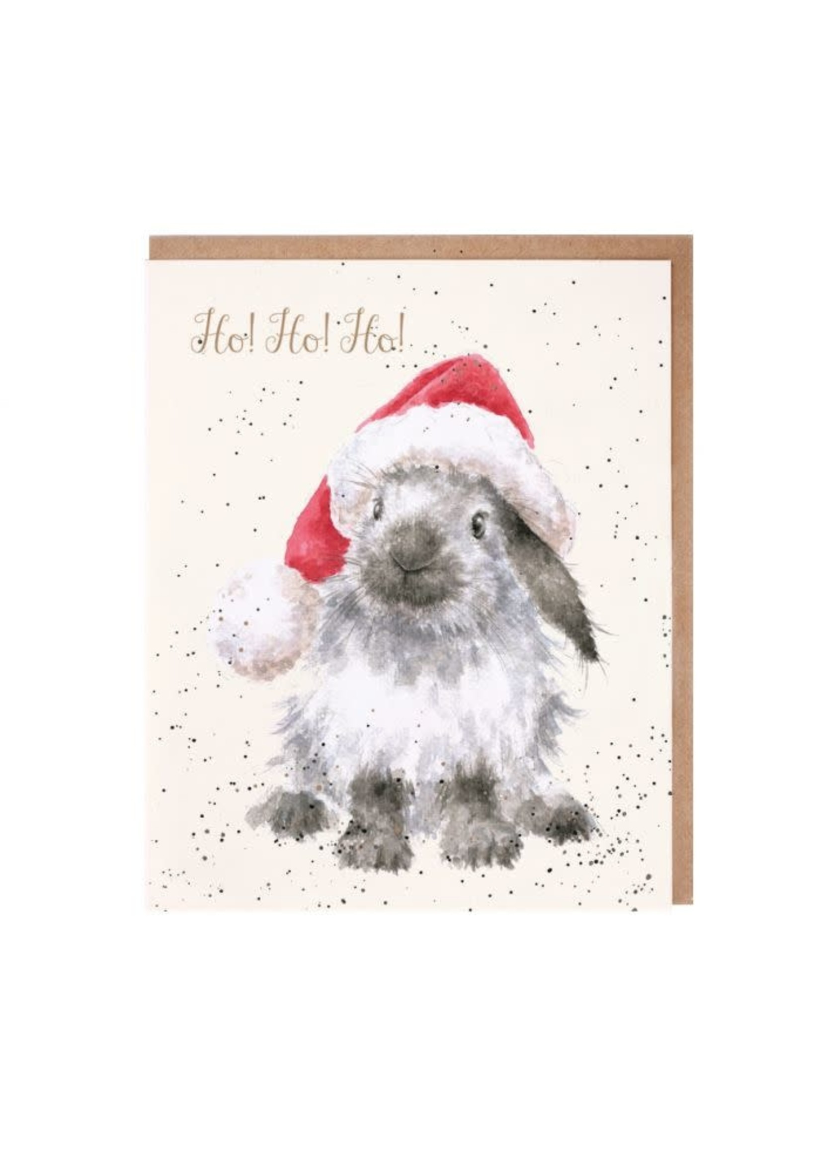 Wrendale Designs Ho Ho Ho Rabbit Santa Hat Christmas Card