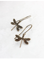 A Pocket of Posies Little Antiqued Gold Dragonfly Earrings