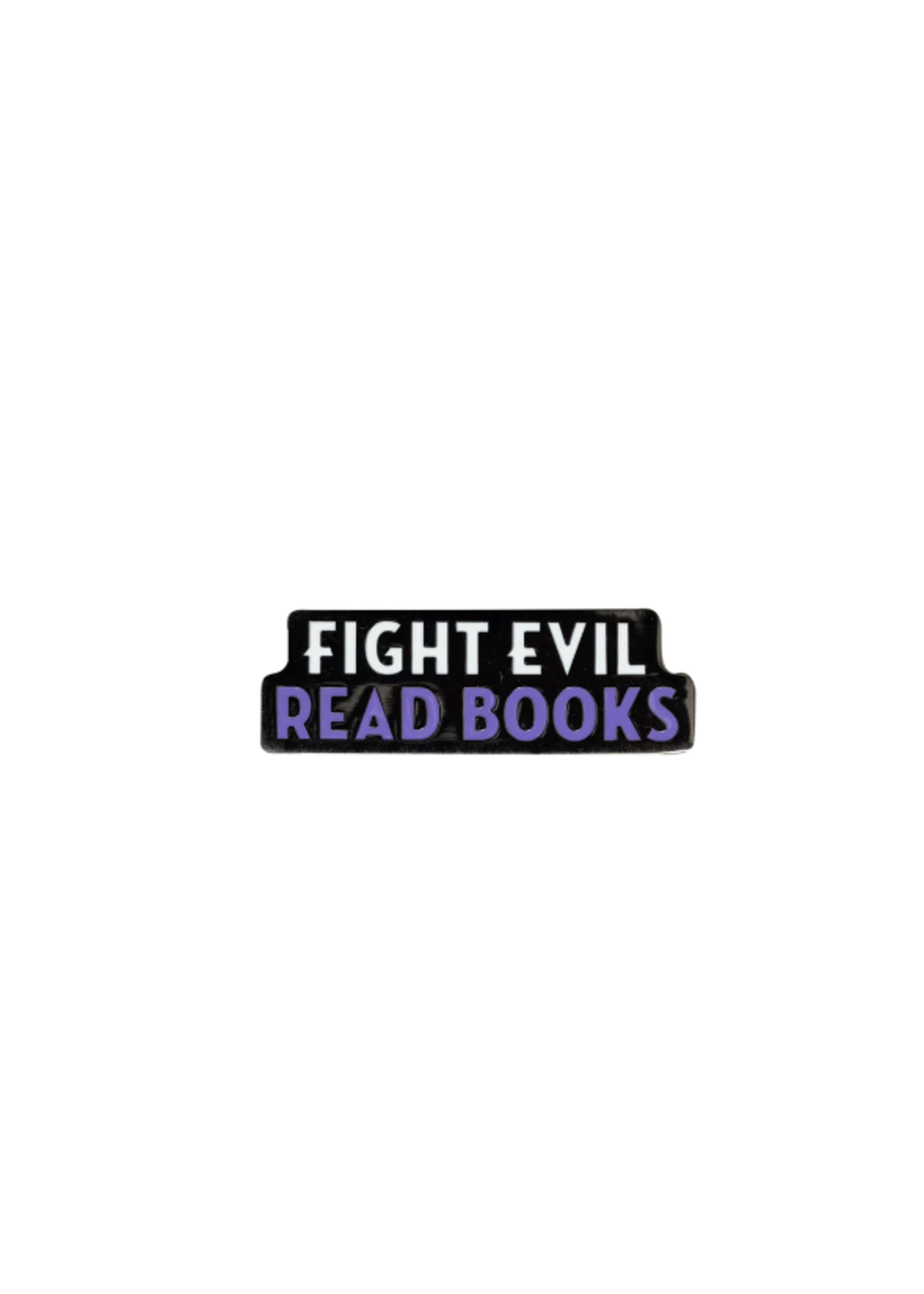 Out of Print Fight Evil Read Books Enamel Pin