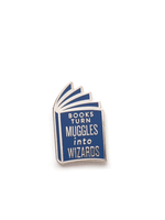 Out of Print Books Turn Muggles into Wizards Enamel Pin